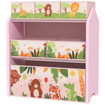 Aiyaplay Kids Toy Storage Unit With 6 Storage Boxes For Playroom, Pink