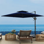 Garden Cantilever Parasol W/ Weighted Base Tilt Crank | Blue