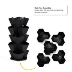 5 Tier Black Stackable Planter Trio Pot
