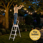 4 Step Ladder Heavy-duty Steel Folding Step Stool 150kg Capacity | White