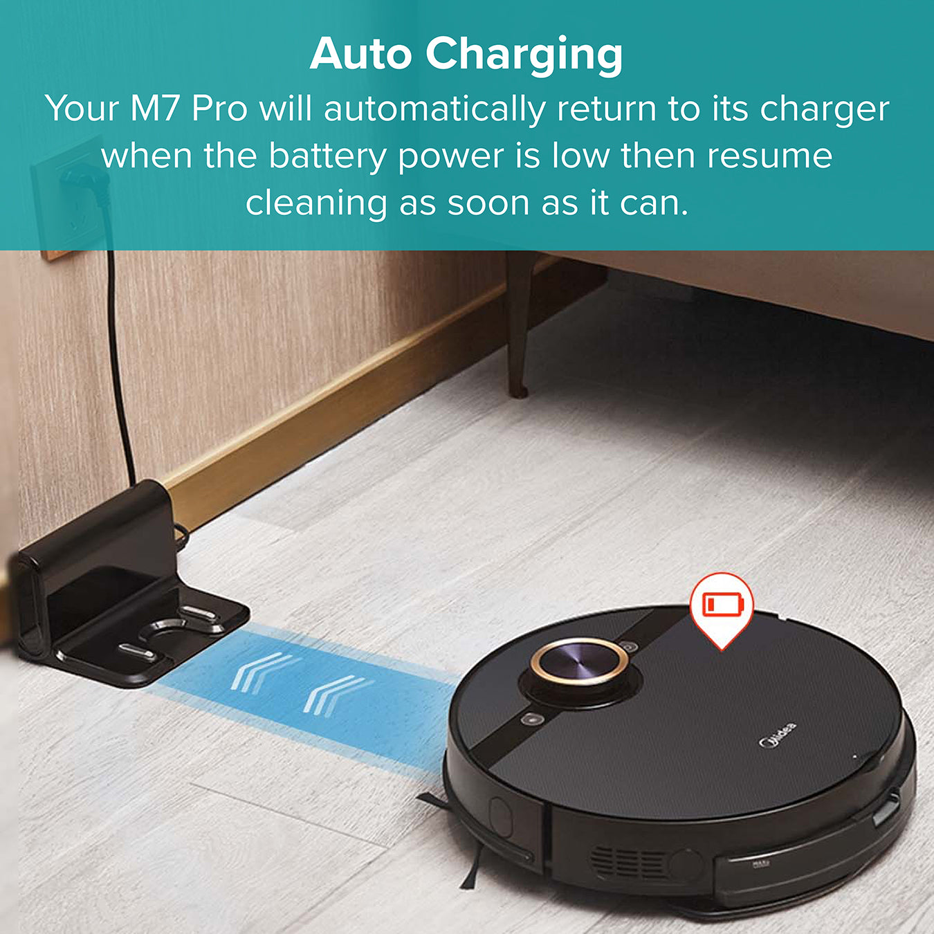 M7 Pro Robot Vacuum Cleaner And Microfibre Mop Combo | Black