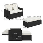 Garden Rattan Furniture Set 2 Seater Patio Sun Lounger Daybed | Cream