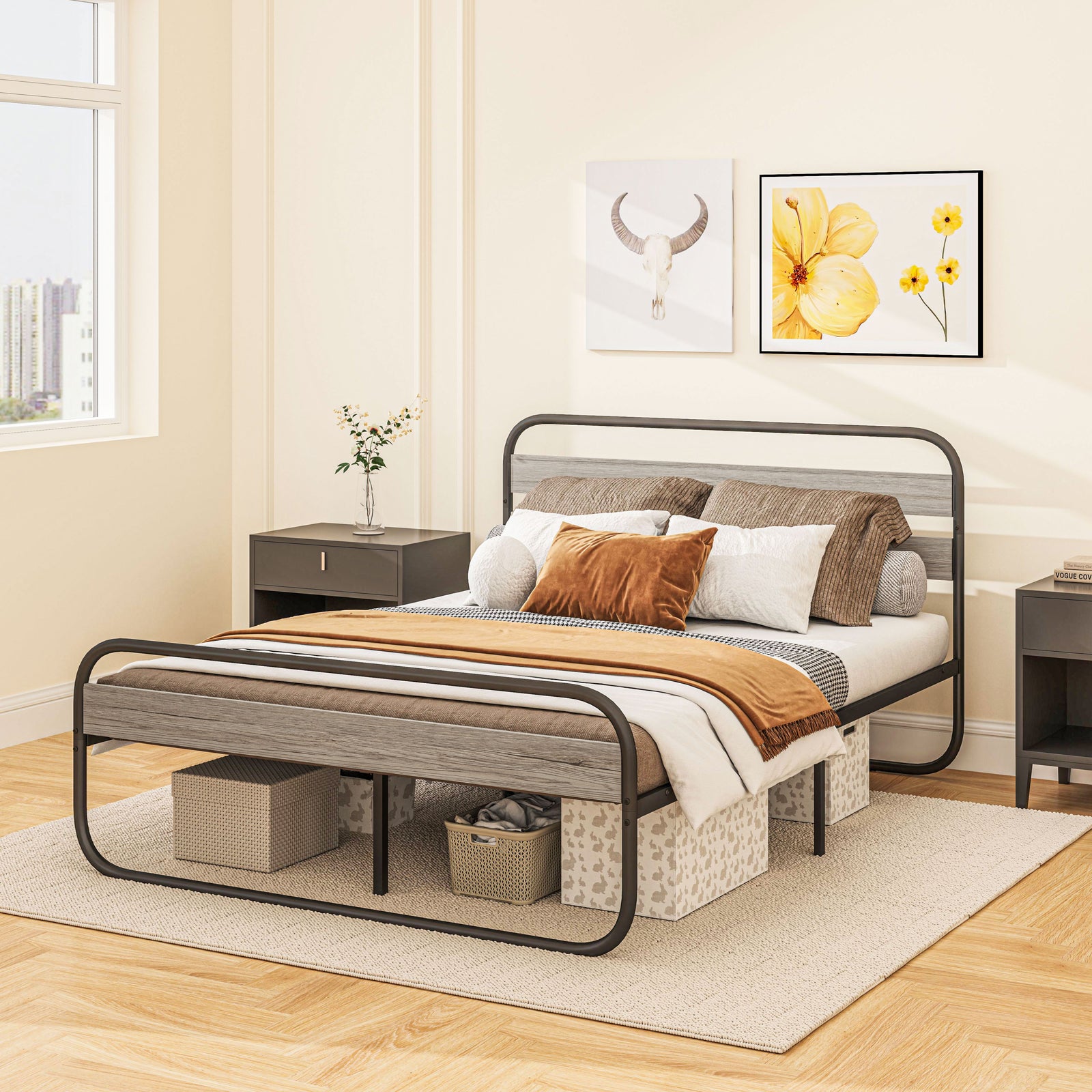 Single/double/king Metal Bed Frame With Under Bed Storage | Double