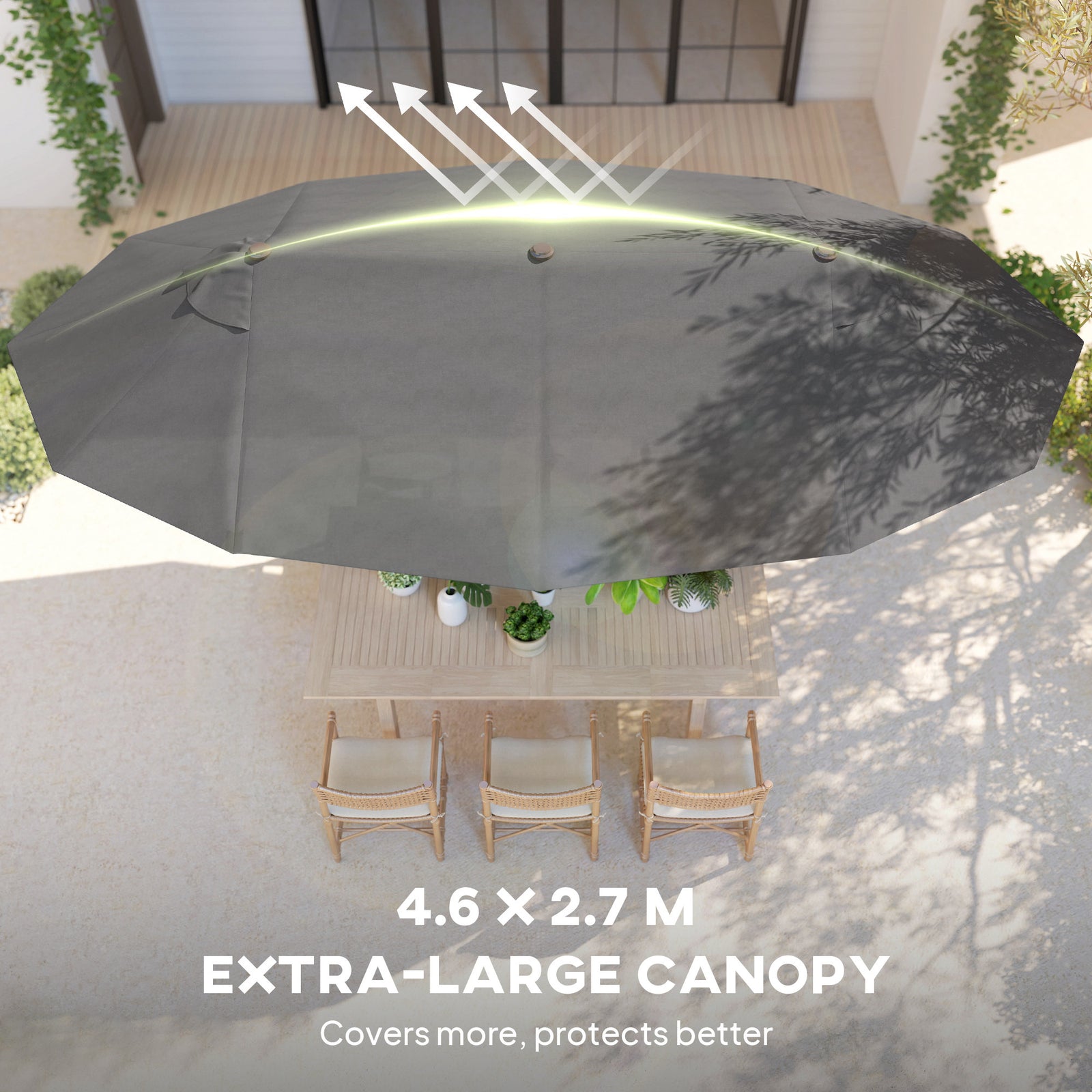 4.6m Double-sided Sun Umbrella W/ Crank