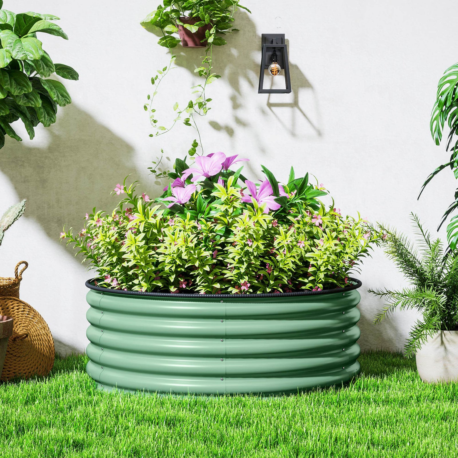 Galvanised Raised Bed With Safety Edging | Green