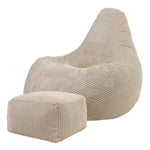 Dalton Cord Bean Bag Chair & Pouffe | Beige