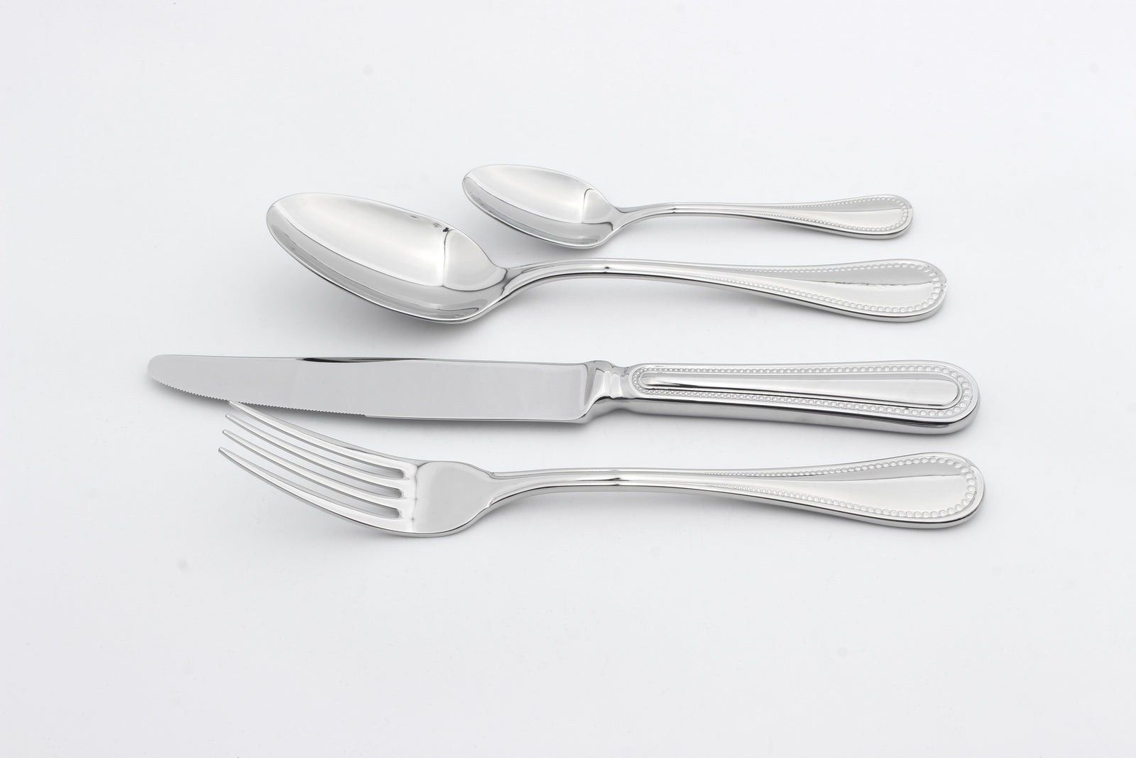Cutlery Sets Stainless Steel 18/8 Forks Spoons Catering Bead | Set of 16 | Silver
