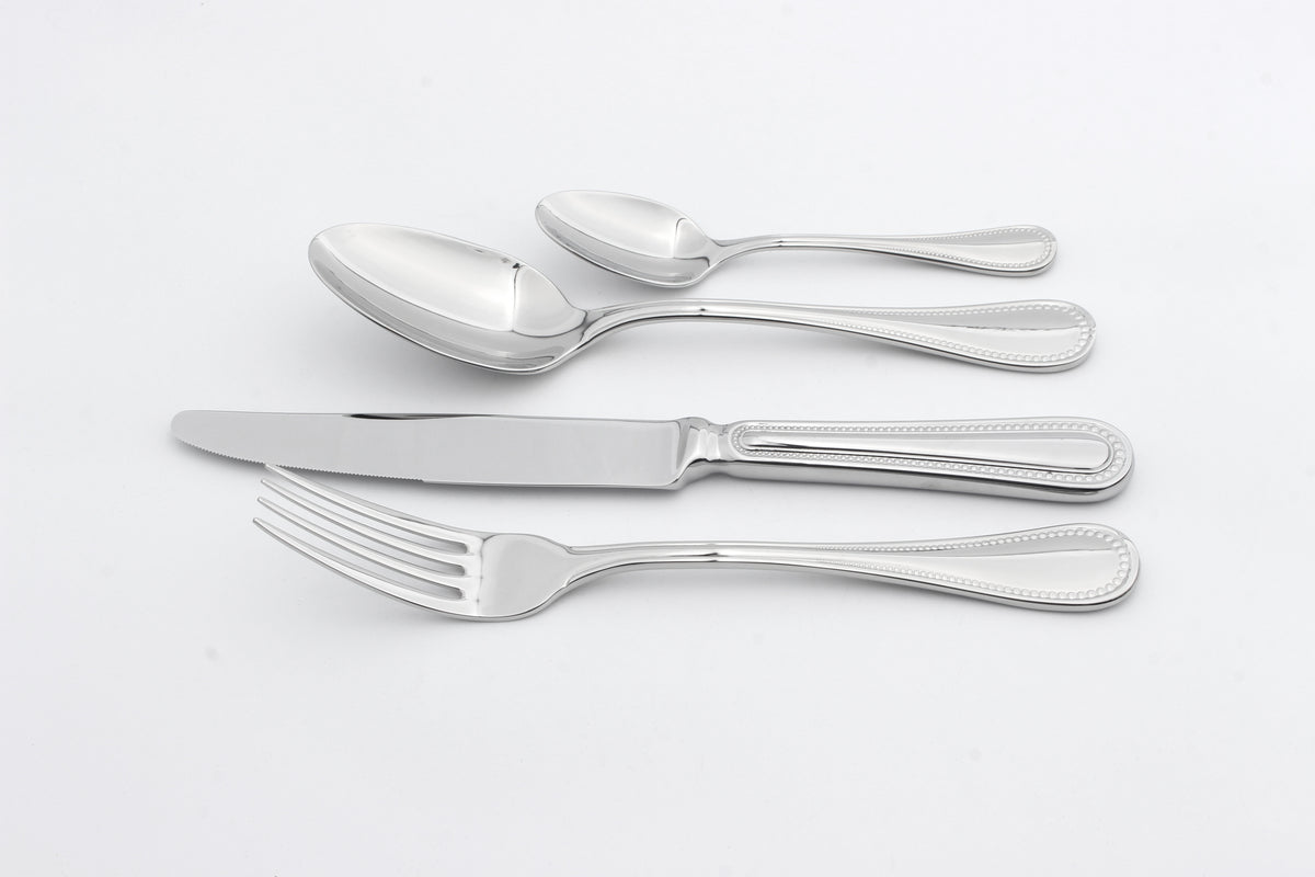 Cutlery Sets Stainless Steel 18/8 Forks Spoons Catering Bead | Set of 16 | Silver