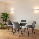 Miami Dining Table With 4 Erica Velvet Chairs | Grey