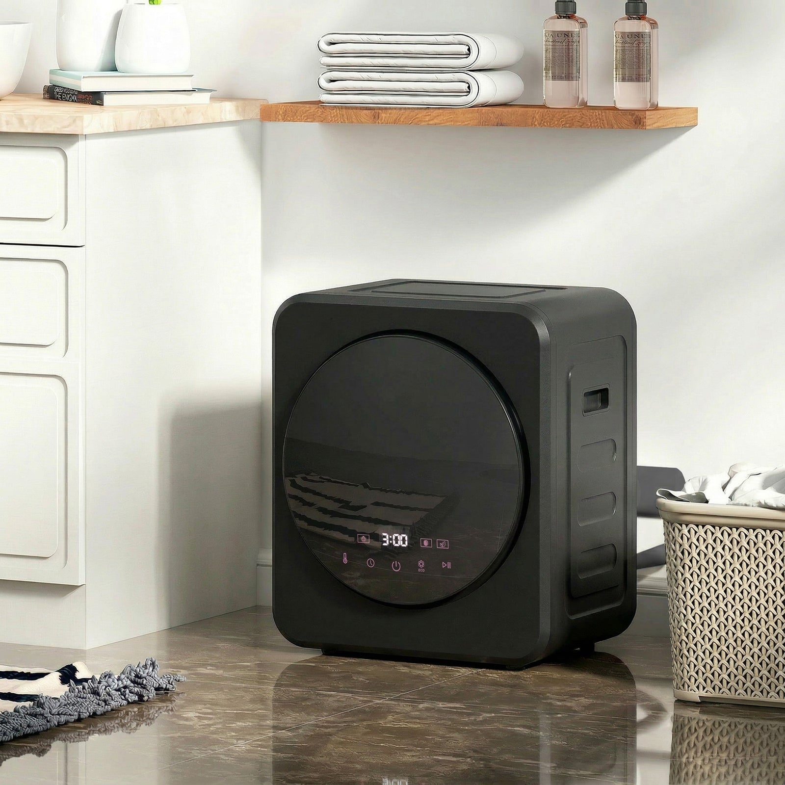 800w Compact Dryer Machine, 4kg Small Vented Tumble Dryer | Black