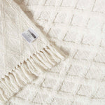 Diamond Textured Pattern Cotton Tufted Throw | 125cm x 150cm | White