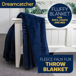Blanket Throw Soft Faux Fur 160 X 130cm Fleece Overblanket Fluffy Blanket  For Sofa & Beds | L | Blue