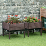 Set Of 2 Raised Garden Bed With Self-watering