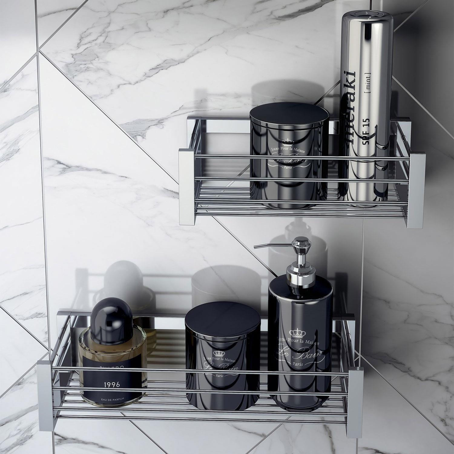 Shower Caddy Basket, 35cm, Chrome, Wall Mounted, Architect Collection