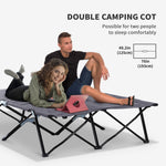 Double Camping Folding Cot Outdoor Portable Sleeping Bed | Gray