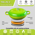 Shallow Cast Iron Casserole Pot With Lid, 5-quart, (32 Cm) | Green