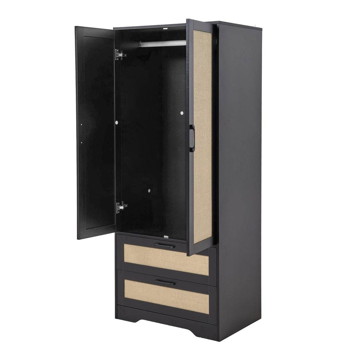 2-door Wardrobe With 2 Drawers | Black