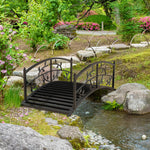 1.2m Metal Garden Bridge With Railings, Vine Pattern, Black