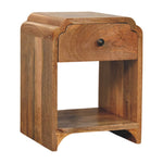 Solid Wood Newton Mini Oak-ish Nightstand With A Drawer And Open Shelf
