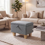 Linen Upholstered Storage Ottoman | Grey