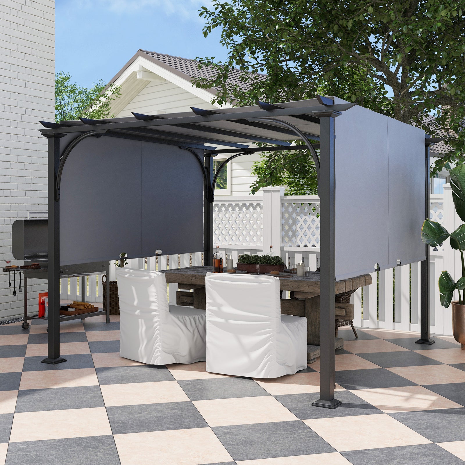 Outdoor Retractable Pergola Garden Sun Shade Patio Canopy