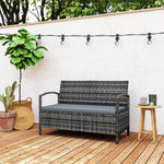 Rattan Garden Bench W/ 125l Storage, Cushioned Outdoor Bench