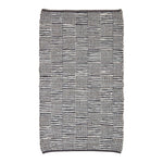 Black & White Real Leather Handwoven Striped Block Check Rug | 150cm x 240cm | Black & White