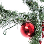 HOMESCAPES Frosted Artificial Christmas Garland With Red Baubles