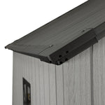 5.33 × 7.32 ft Garden Tool Shed With Apex Roof & Combination Lock – Grey Wood Grain Storage Shed With Window & Vents