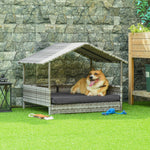 Wicker Dog House, Rattan Pet Bed With Soft Cushion | Dark Gray