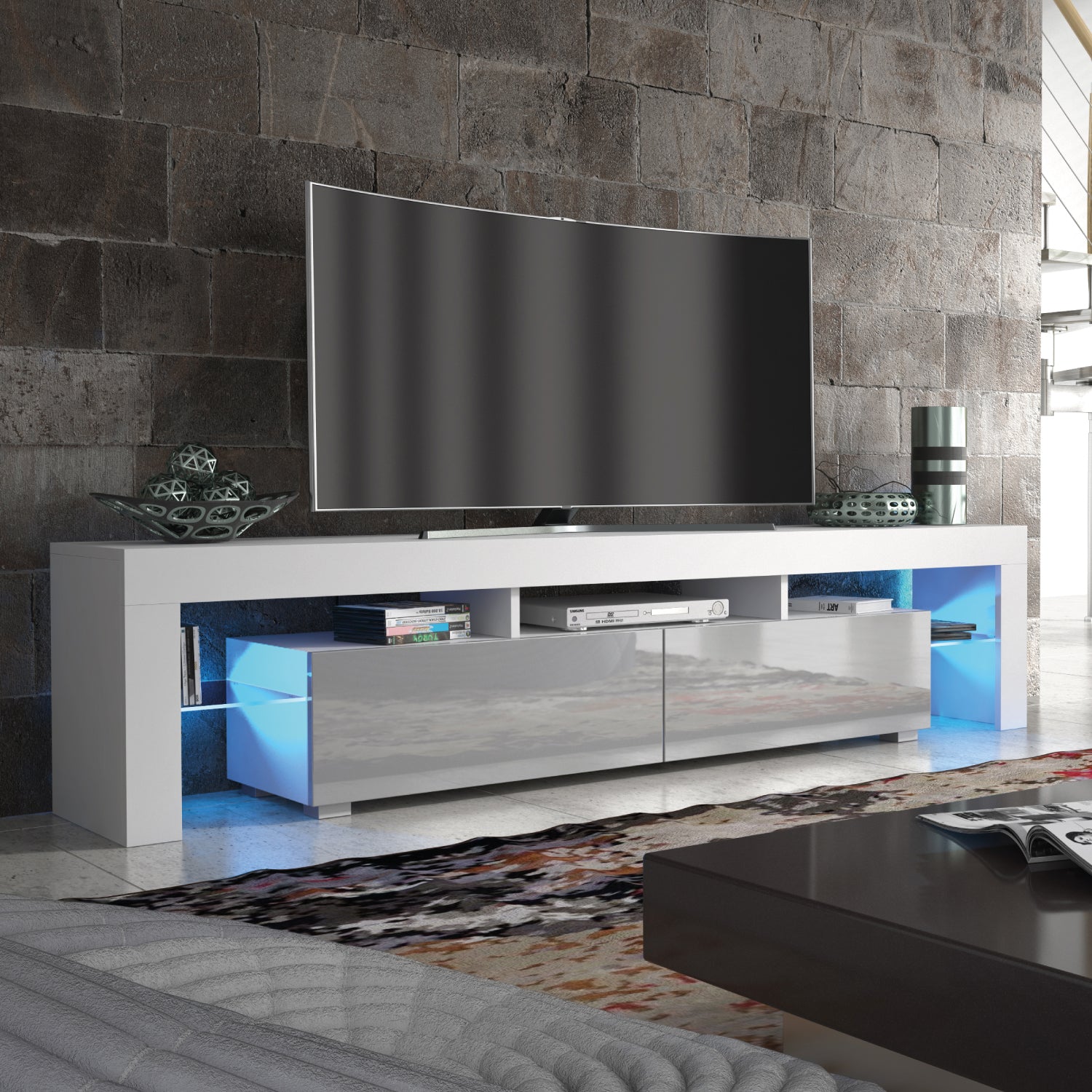 Nova Tv Unit 200cm With Led Lights | Grey