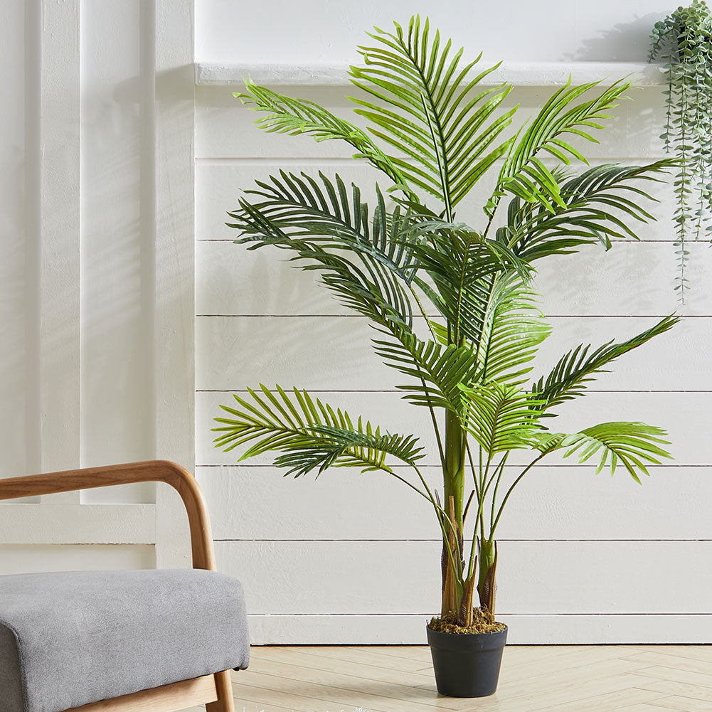 130cm/150cm H Artificial Palm Tree With Lifelike Green Fronds In Black Pot Indoor Tropical Decorative Plant | Small