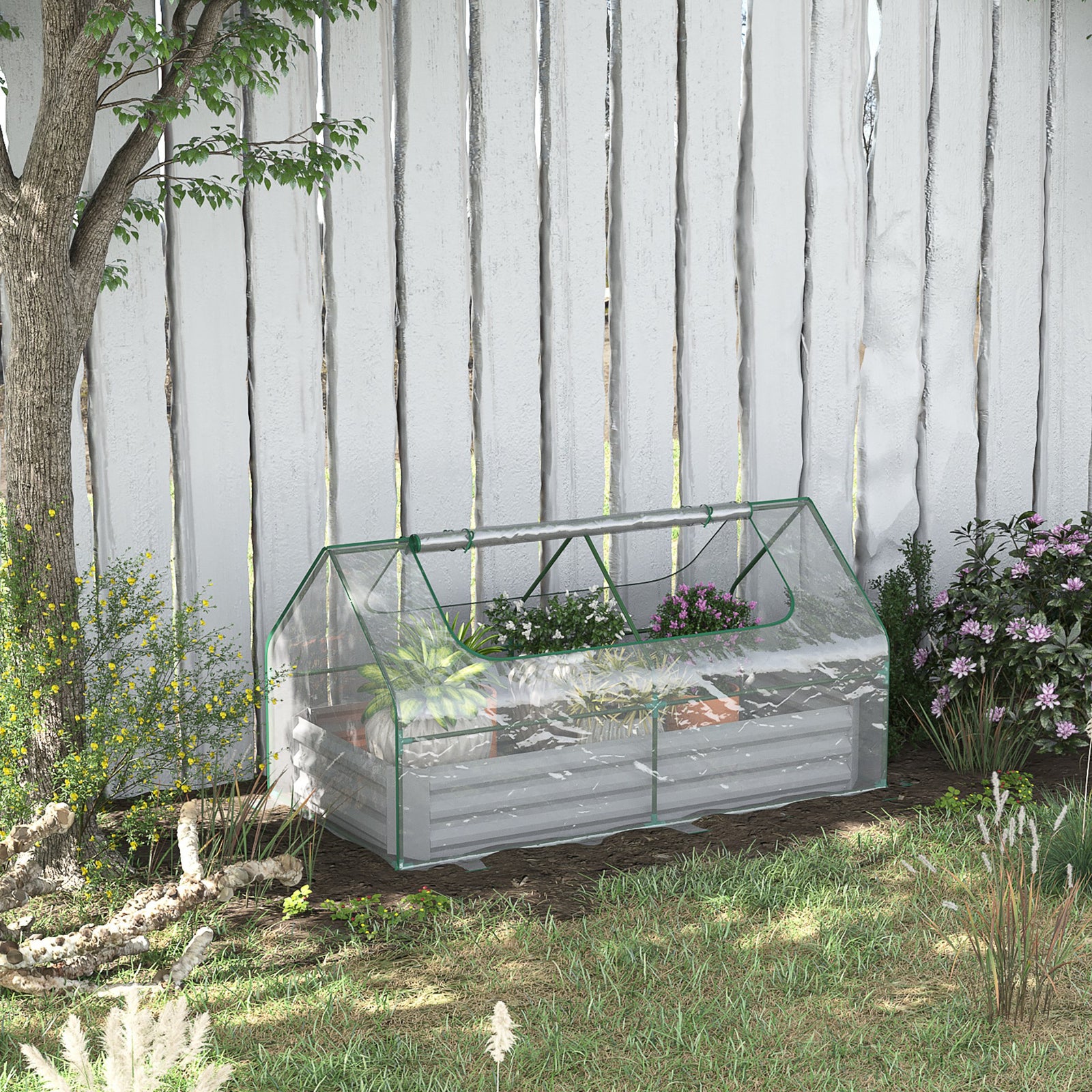 Raised Garden Bed With Greenhouse | Silver