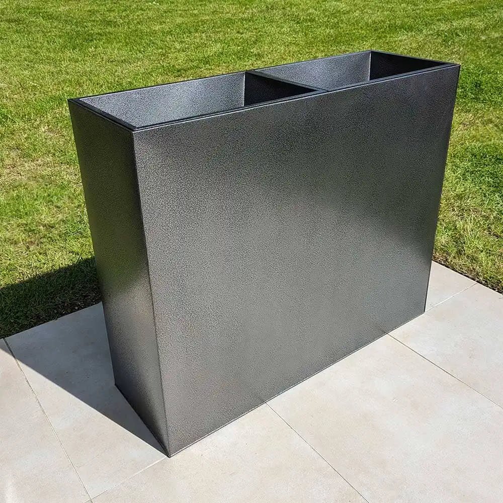 Long Zinc Galvanised Tall Trough Planter | 120cm x 40cm x 100cm | Silver Black