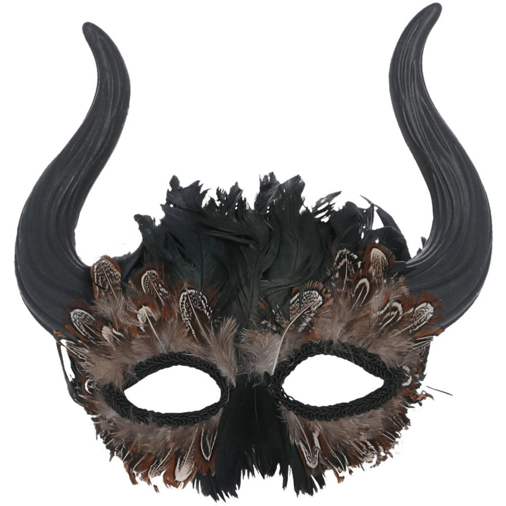 Feathered Venetian Horned Mask
