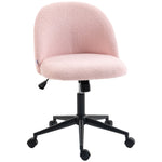 Desk Chair, Fluffy Swivel Office Chair For Makeup Vanity | Pink