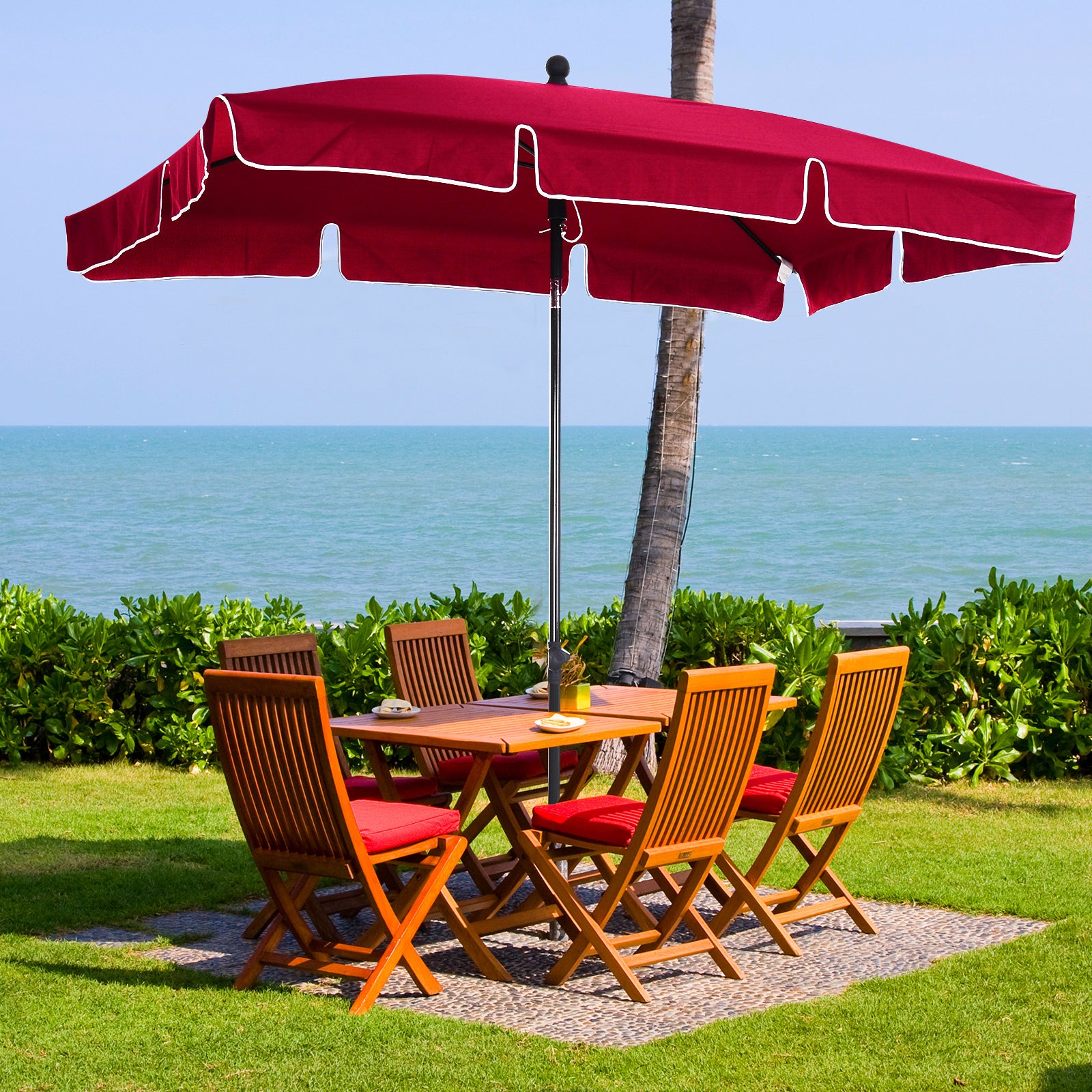 Aluminium Sun Umbrella 2x1.3m Parasol | Red