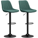 Bar Stools Set Of 2 Adjustable Swivel With Backrest | One Size | Green