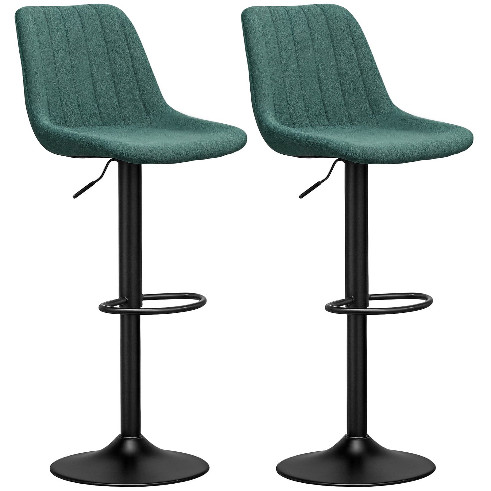 Bar Stools Set Of 2 Adjustable Swivel With Backrest | One Size | Green