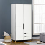 2 Door Wardrobe With Drawers Hanging Rail Shelves Bedroom | One Size | White