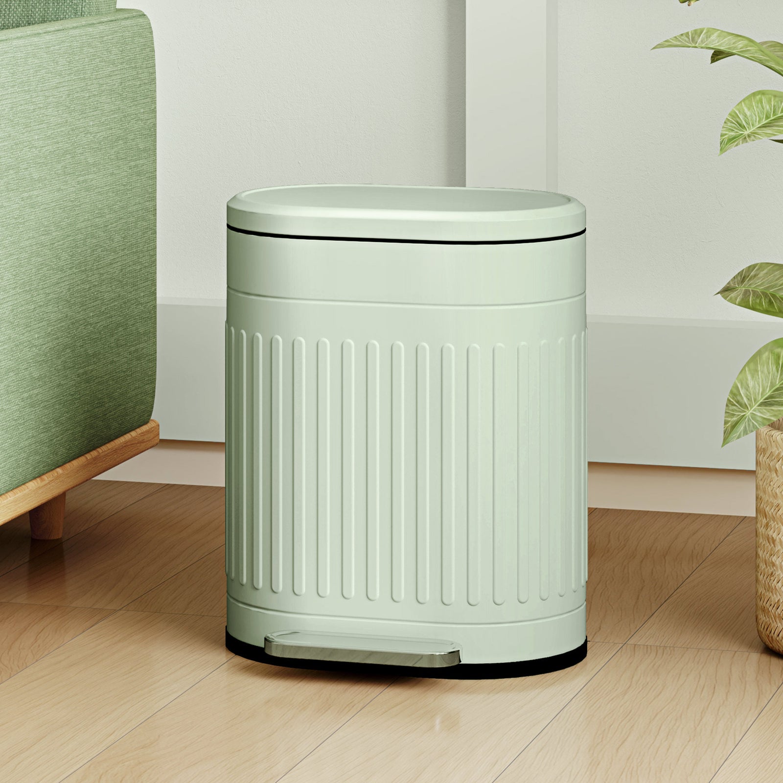 20/30l Pedal Bin, Metal Kitchen Bin With Soft-close Lid | Medium | Light Green