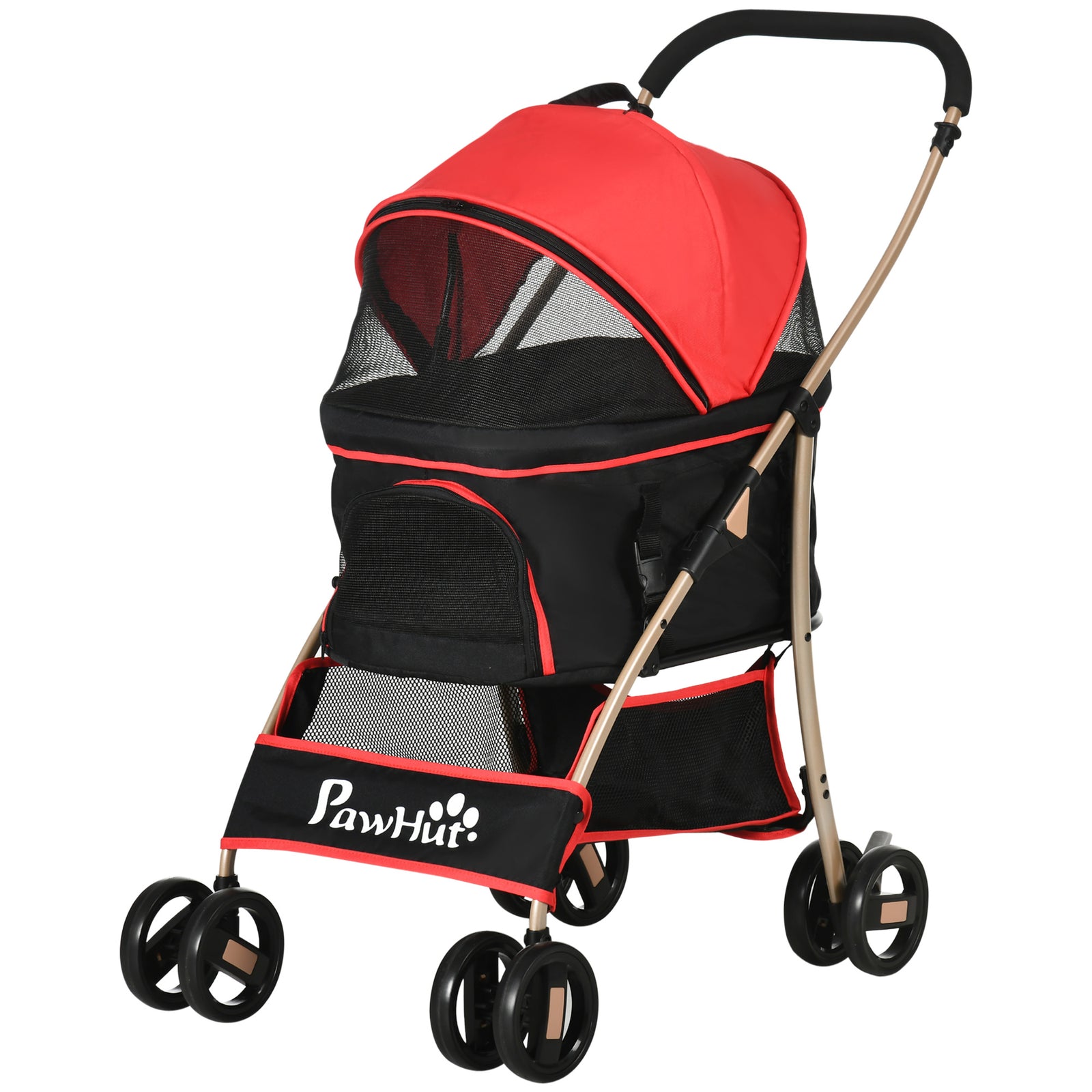3 In 1 Pet Stroller, Detachable Dog Cat Travel Carriage | Red