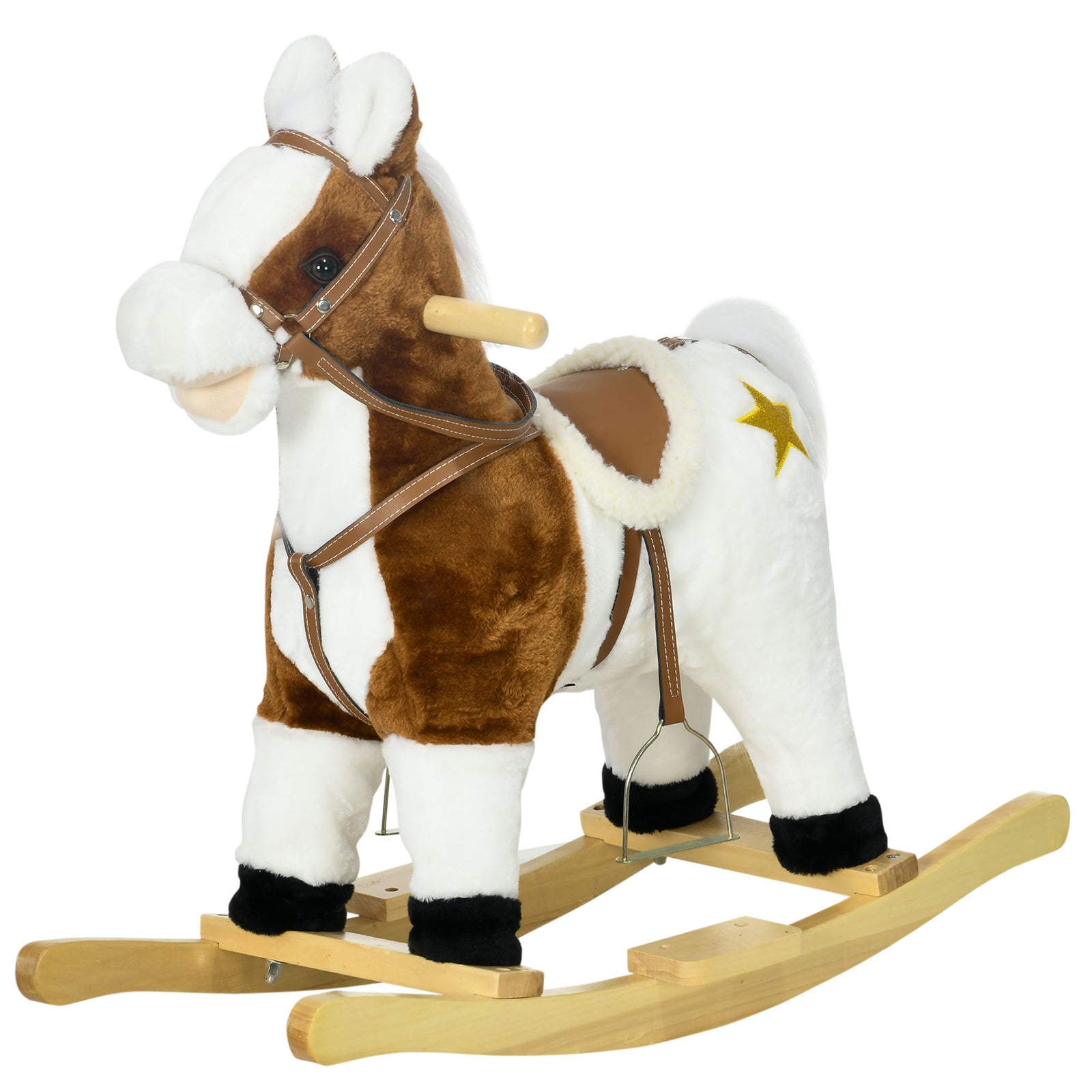 Rocking Horse With Music, Sound, Ride On Horse With Saddle For 3-6 Years