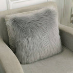 50x50cm Square Fluffy Faux Fur Throw Pillow Cover | Grey