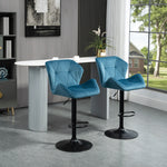 Set Of 2 Luxurious Velvet-touch Bar Stools | Blue