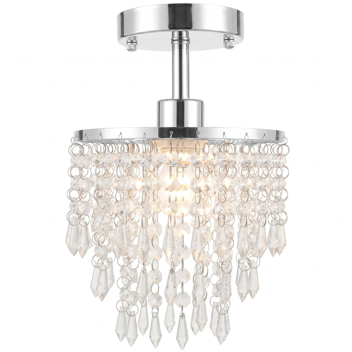 Crystal Ceiling Light With 57 Crystal Strands | Silver