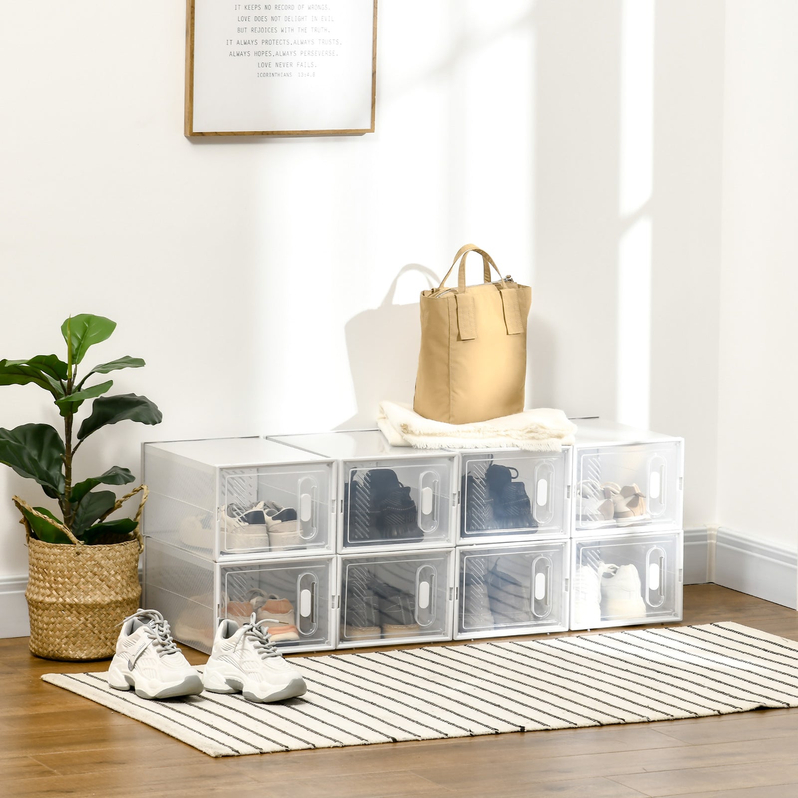 8pcs Clear Plastic Shoe Storage Box For Uk/eu Size 8.5/43