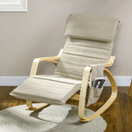 Rocking Chair Recliner Armchair With Adjustable Footrest | One Size | Khaki