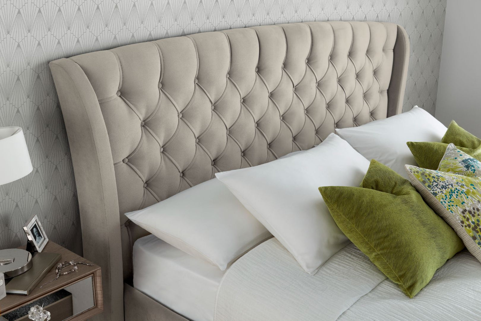 Newton Velvet 4 Drawer Storage Bed | Double | Natural