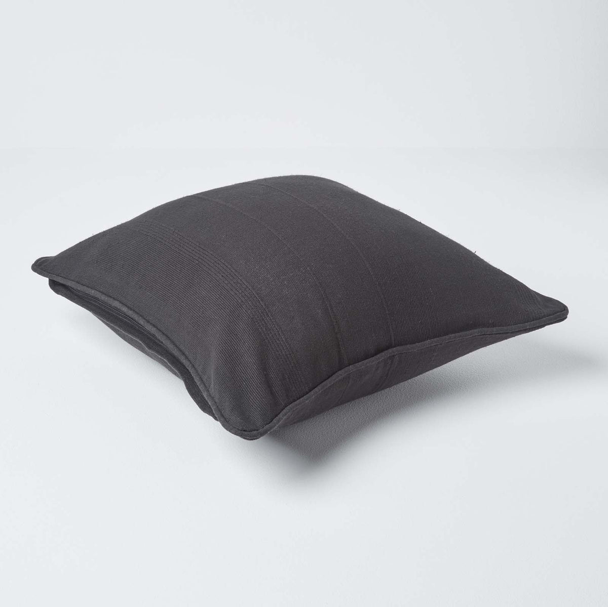 Cotton Rajput Ribbed Cushion Cover | 60cm x 60cm | Black